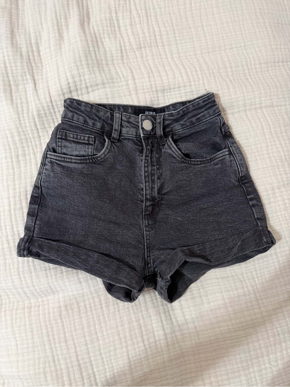 Cotton On Washed Black High-Rise Denim Shorts